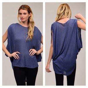 Blue Sleeveless Hi-Lo Yoga Top